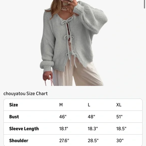 Cozy Tan Women's Sweater With Tie Front L - Picture 5 of 5